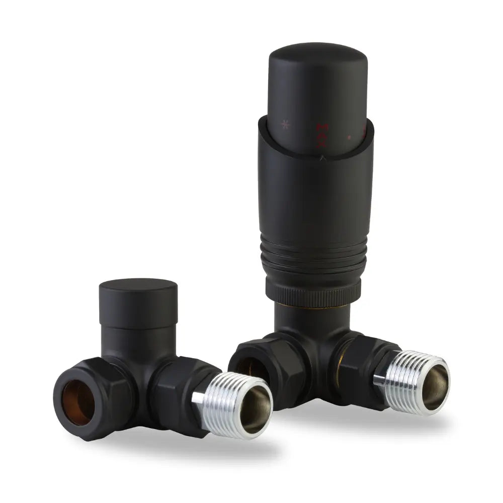Black Thermostatic Radiator Valve – Corner TRV | LavaTherm