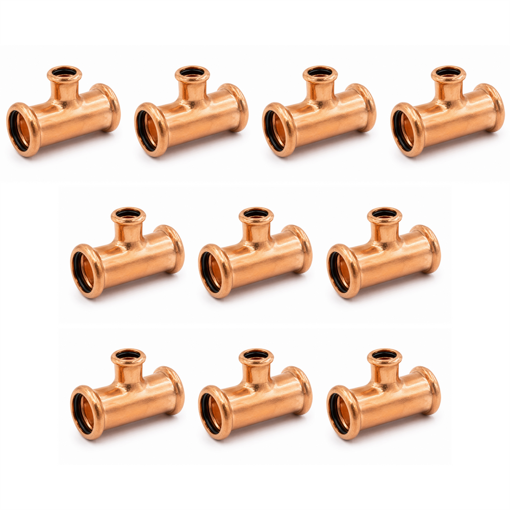 LavaPlumb Copper Pressfit Reducing Tee - 22 x 15 x 22mm (L/C/R) - 10 P LavaPlumb