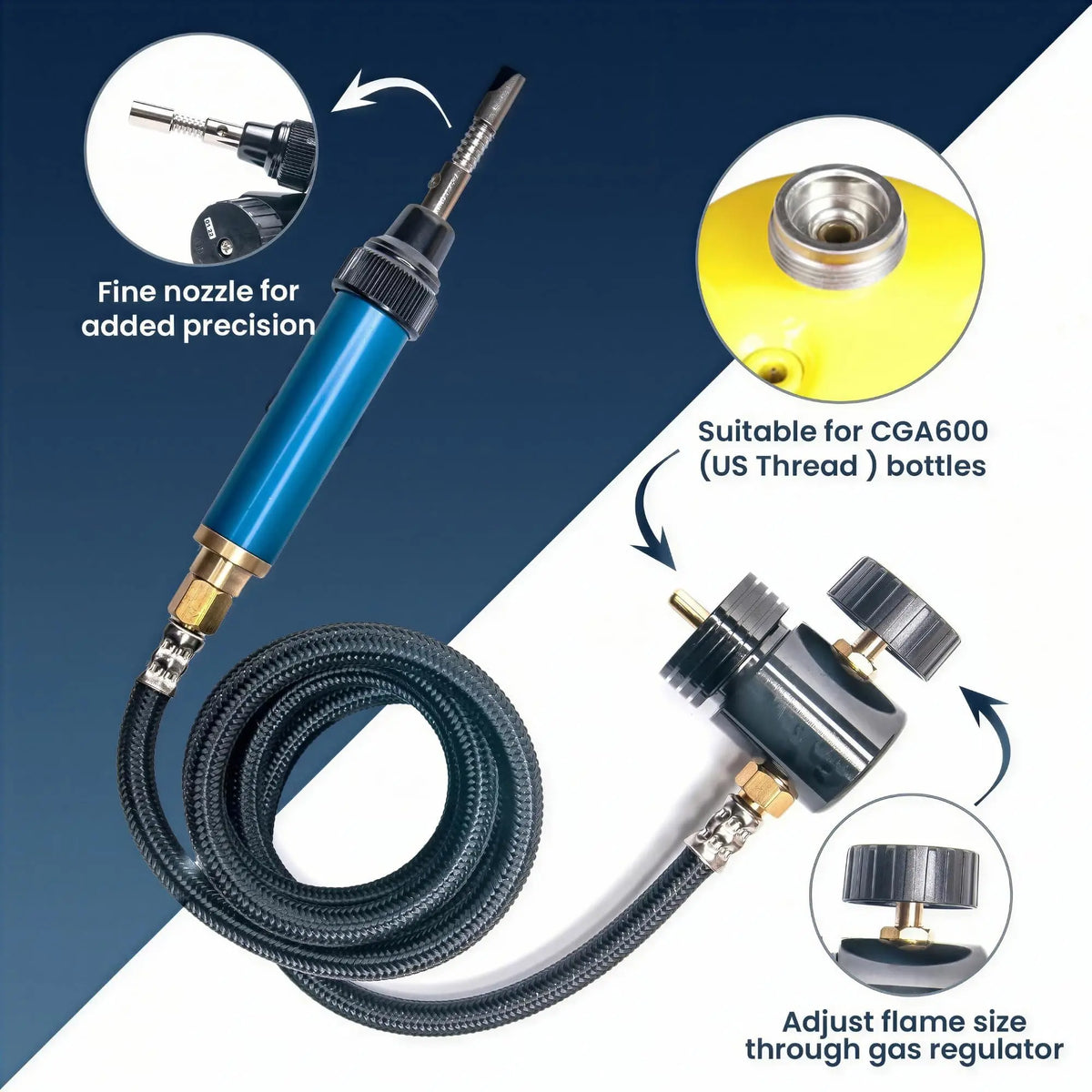 Lead Welding Kit Fine Nozzle Blow Torch with 4 x 400g Mapp Gas LavaTap