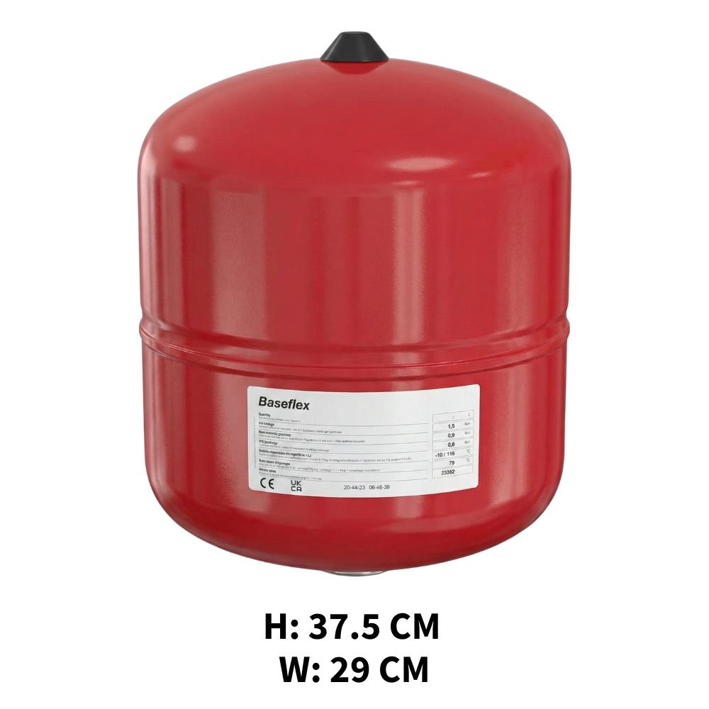 KIT - Flamco Baseflex 18L Heating Expansion Vessel Red with Sealed System KIT 3 bar Flamco - Side Profile