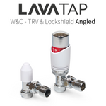 Designer White & Chrome Angled Thermostatic Radiator Valve TRV 15mm with Lockshield ESi - Rear View