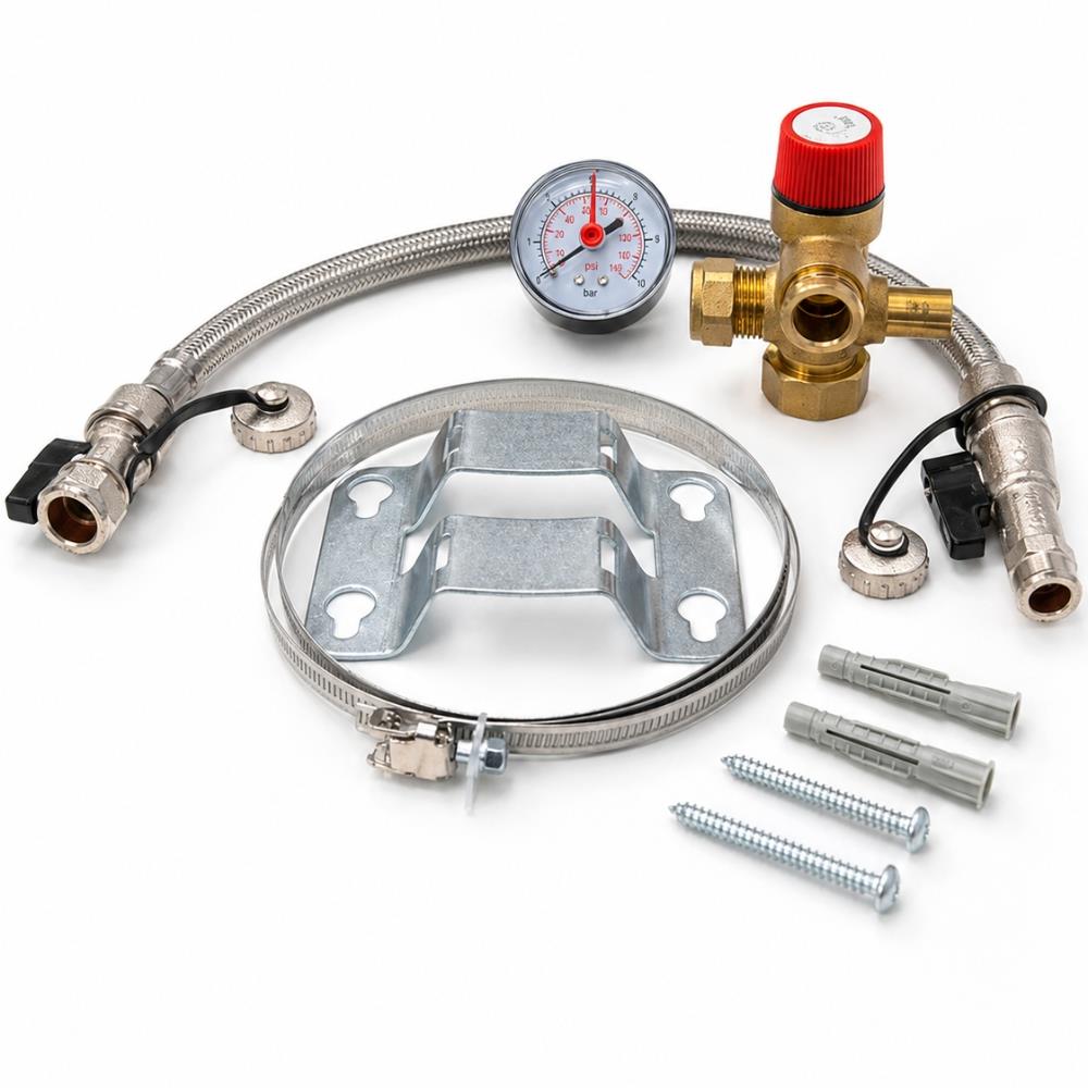 KIT - Flamco Baseflex 18L Heating Expansion Vessel Red with Sealed System KIT 3 bar Flamco - Rear View
