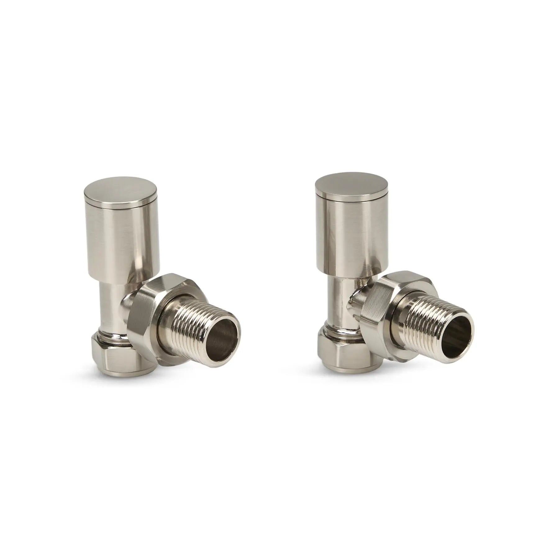 LavaTherm Angled Brushed Radiator Valves Pair 15mm