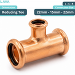 LavaPlumb Copper Pressfit Reducing Tee - 22 x 15 x 22mm (L/C/R) - 10 P LavaPlumb