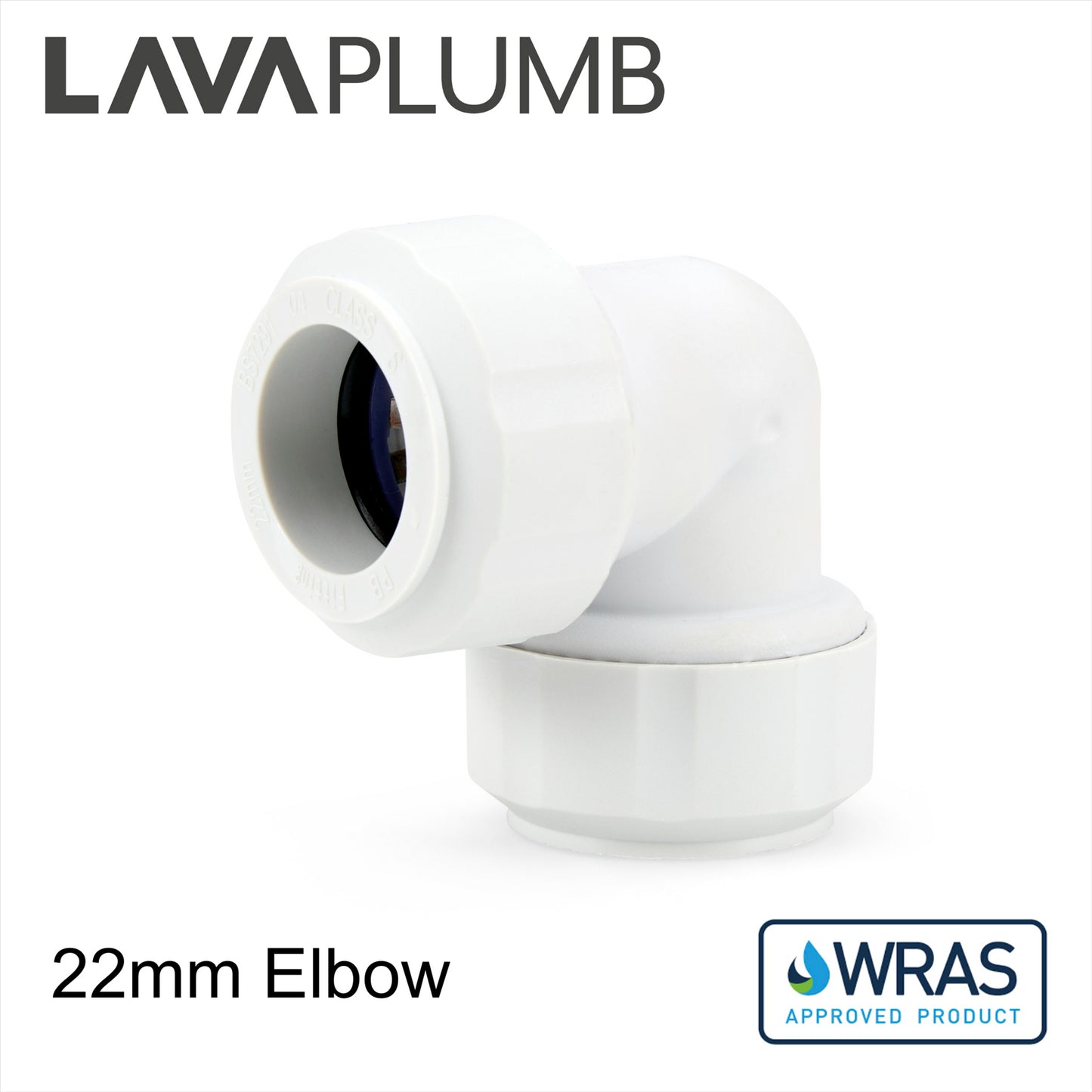 LavaPlumb 22mm Pushfit Elbow White 5 Pack