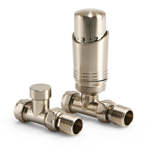 LavaTherm TRV Brushed Nickel Thermostatic Radiator Valve - Straight
