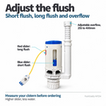 FlushDaddy NP254 Toilet Dual Flush Valve 1.5 Inch and 2 Inch Universal Push Button LavaTap