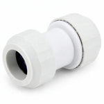 LavaPlumb 22mm push fit straight coupler, white, 5 pack – side view
