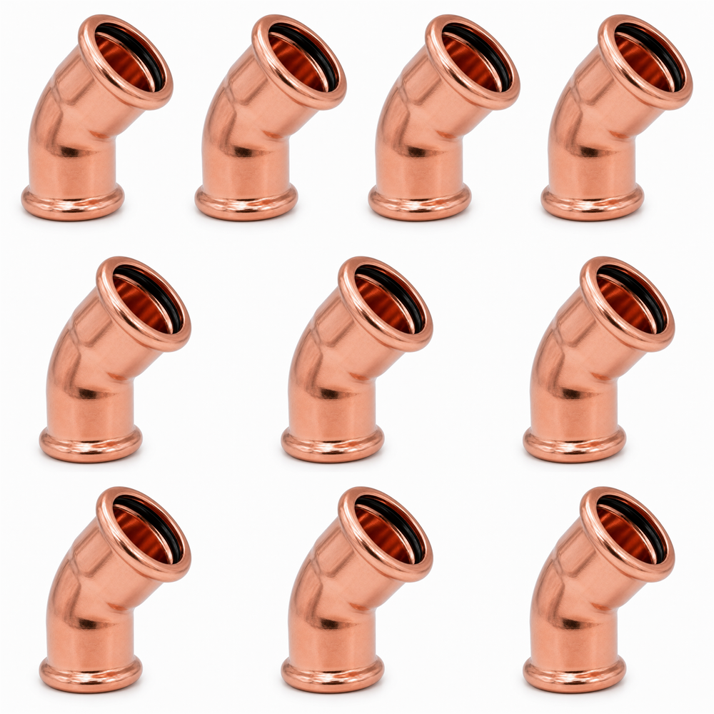 LavaPlumb Copper Pressfit 45 Degree Elbow - 22mm - 10 Pack LavaPlumb