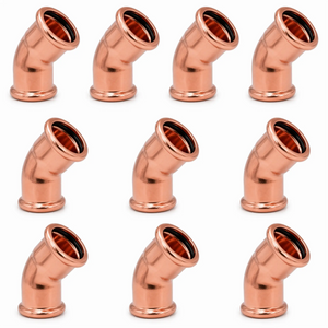 LavaPlumb 22mm Copper Press Fit 45 Degree Elbow 10 Pack – M-Profile WRAS