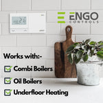 ENGO E901 Wired Thermostat Combi Boiler Battery Powered 2 Wire - Replace Dial Room Thermostat 5 Year Warranty ENGO