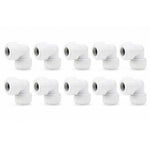 LavaPlumb 15mm push fit elbow, white, 10 pack – side view