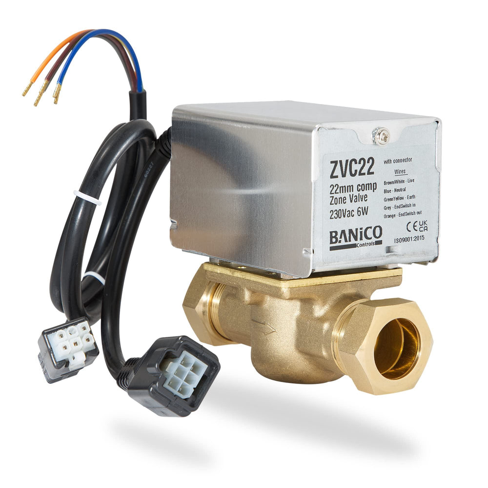 Banico ZVC22 22mm 2 Port Motorised Valve with Service Plug Banico