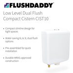 OPENBOX - FlushDaddy Dual Flush Toilet Cistern Bottom Entry 6L 3L Compact Low Level WC Tank - CIST10 Lava