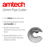 Amtech 15mm Pipe Cutter Amtech - Close Up Detail