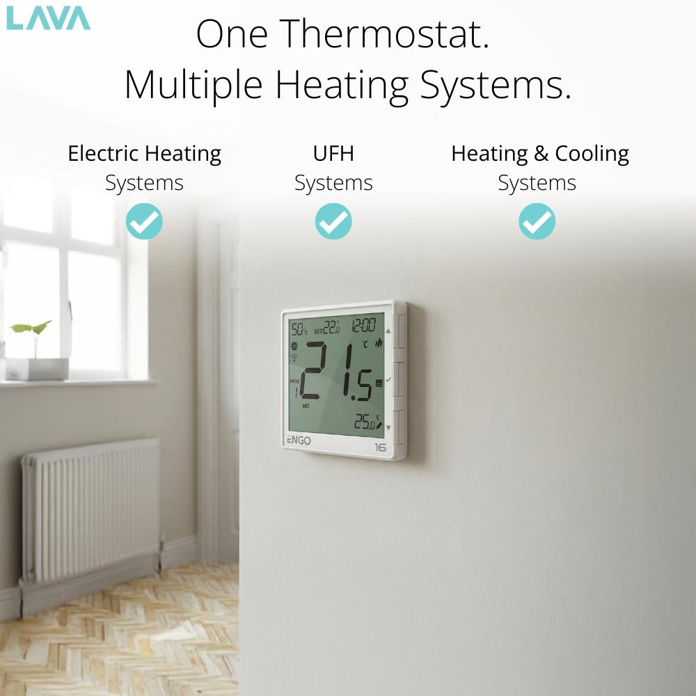 ENGO EONE-16W Wi-Fi Smart Thermostat 16A Relay - White ENGO - Side Profile