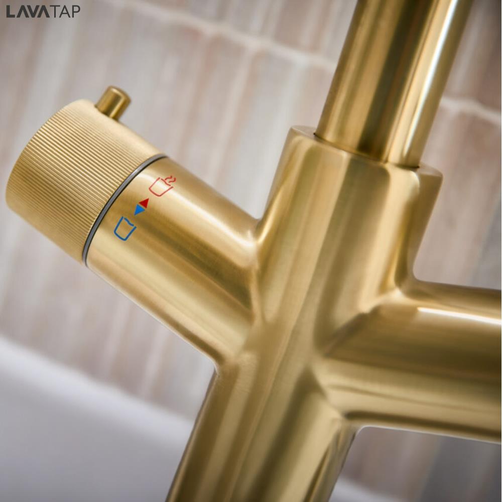 LavaTap 4 in 1 Boiling Water Tap Swan Neck Instant Hot Water Kitchen Mixer Tap Only - Brass LavaTap