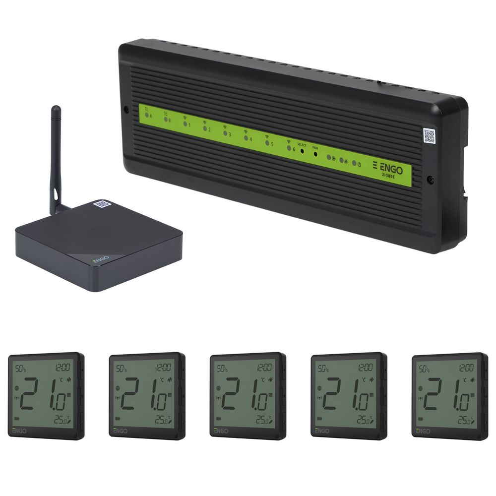 ENGO Smart Wireless UFH Control Pack 5 Zone - Black ENGO