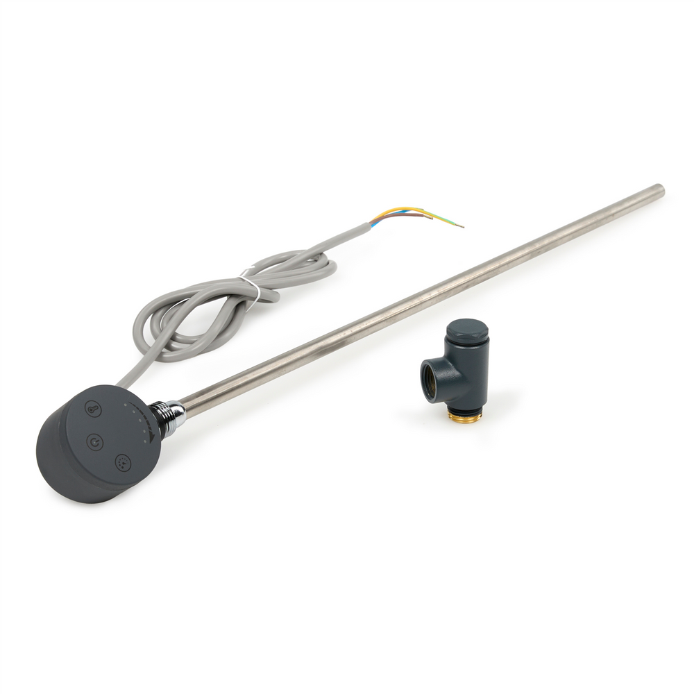 Dual Fuel Kit Thermostatic 600W Towel Rail Heating Element - Anthracite Lava Wholesale
