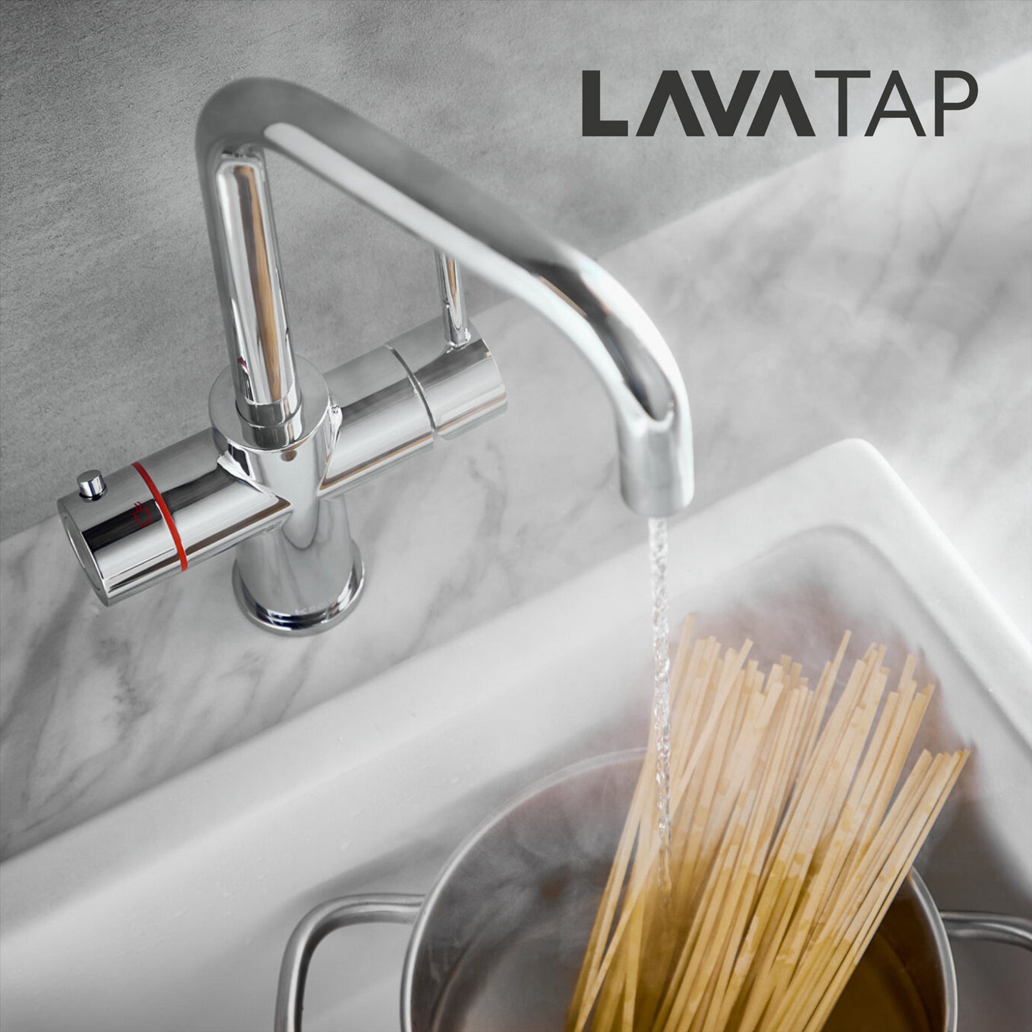 LavaTap Chrome 3-in-1 Square Neck Boiling Water Tap Kit