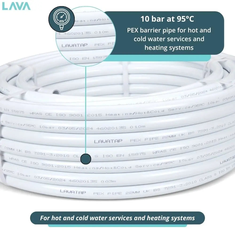 KIT - LavaTap 22mm PEX Barrier Pipe 25m **Coil + 50 Inserts** LavaTap