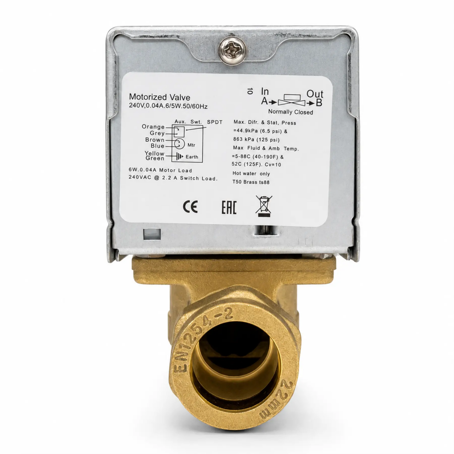 LavaTherm 2 Port Motorised Zone Valve 22mm Replaces Honeywell V4043H1056 LavaTherm