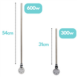 Dual Fuel Kit Thermostatic 600W Towel Rail Heating Element - Anthracite Lava Wholesale - Angle View