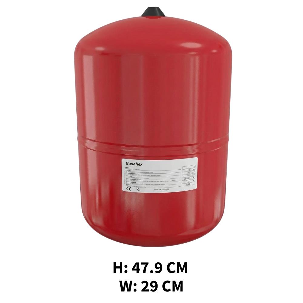 KIT - Flamco Baseflex 25L Heating Expansion Vessel Red with Sealed System KIT 3 bar Flamco