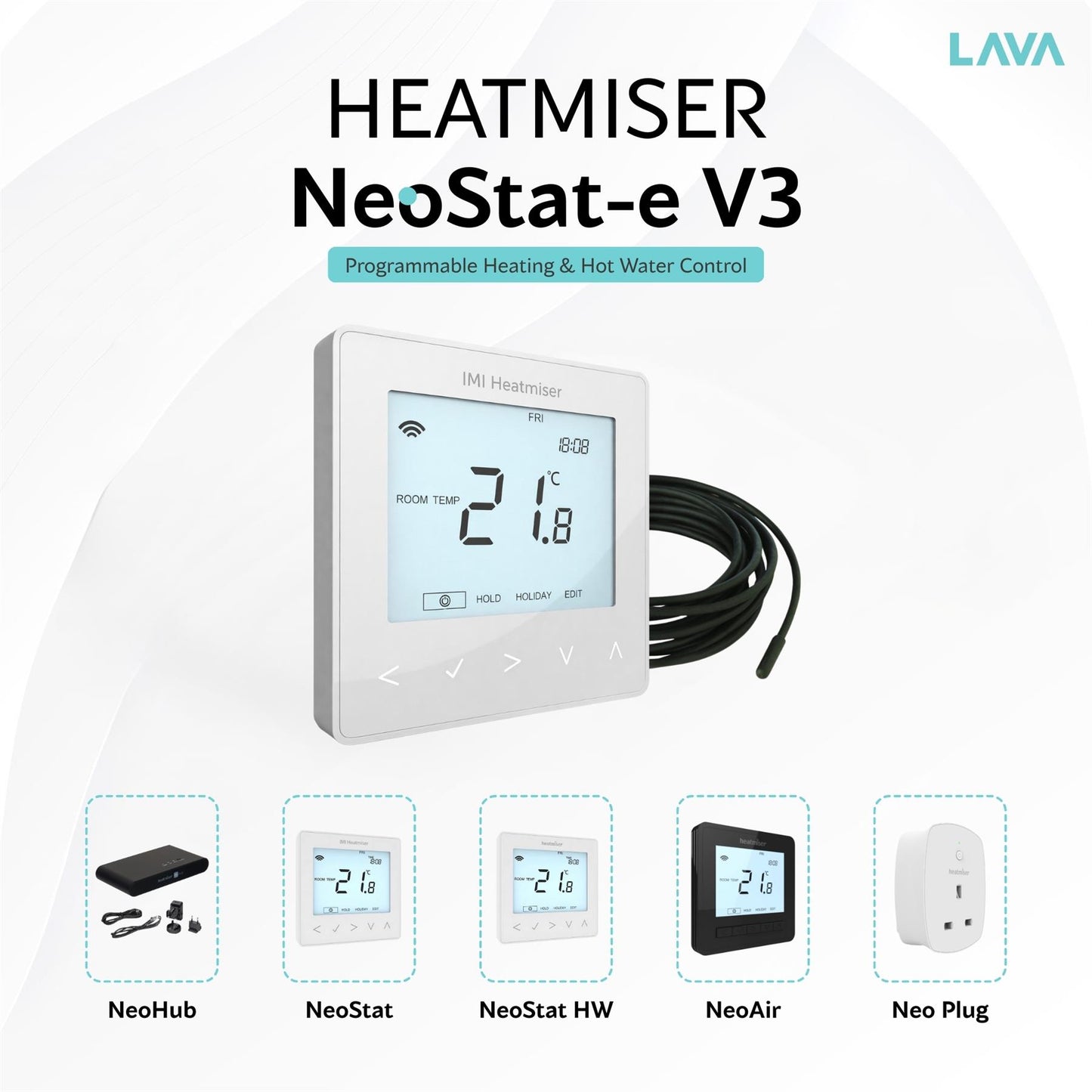 Heatmiser NeoStat-E V3 Electric Heating Thermostat - White Heatmiser - Product Overview