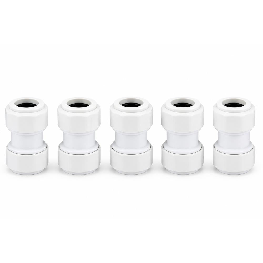 LavaPlumb 22mm push fit straight coupler, white, 5 pack