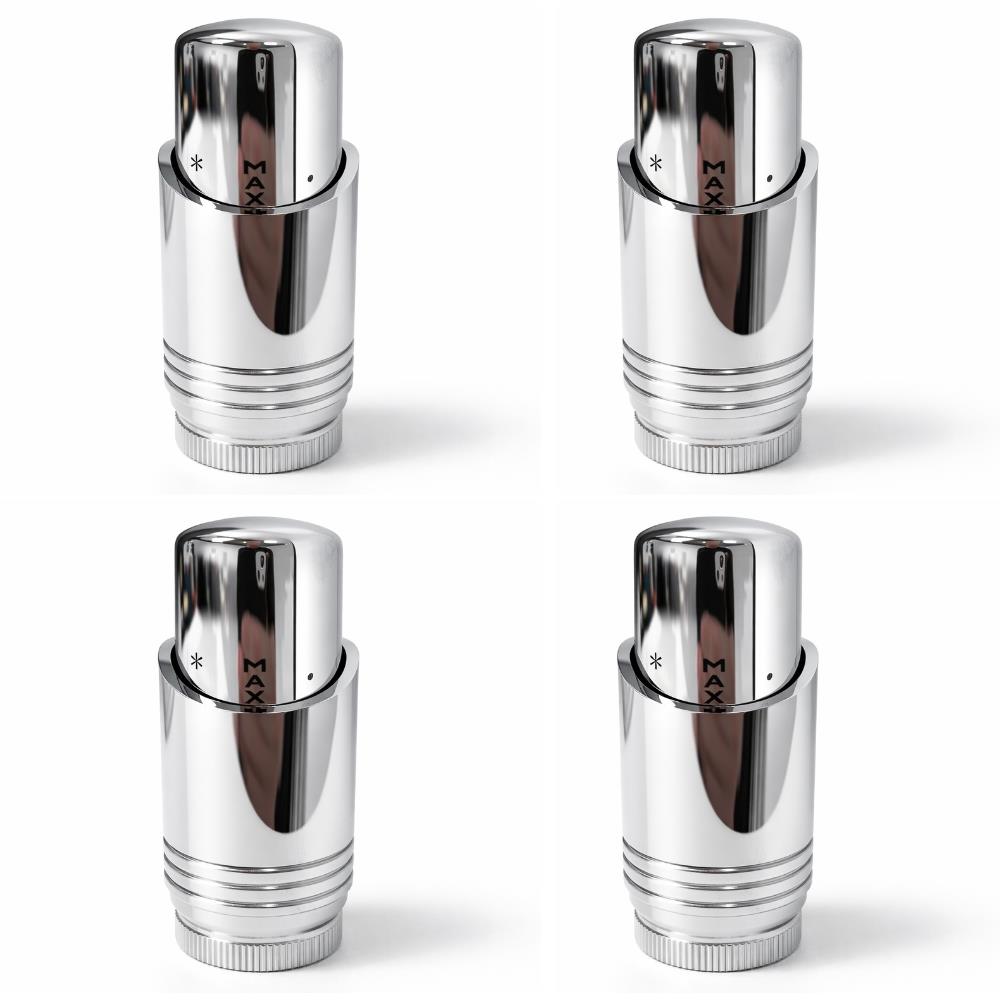 LavaTherm Chrome Thermostatic Radiator Valve TRV Head M30 x 1.5 - 4 Pack LavaTherm