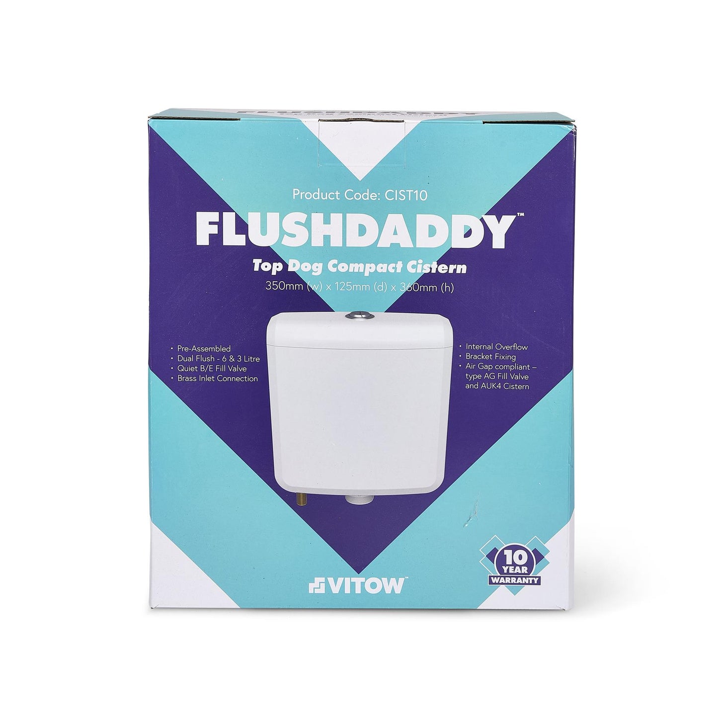 FlushDaddy Dual Flush Toilet Cistern Bottom Entry 6L 3L Compact Low Level WC Tank - CIST10 FlushDaddy