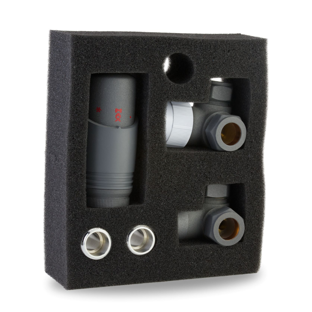 LavaTherm TRV Anthracite Thermostatic Radiator Valve - Corner LavaTherm - Close Up Detail
