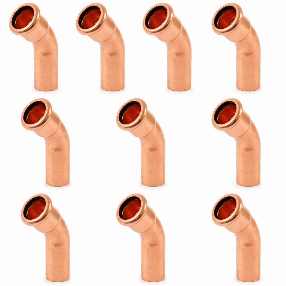LavaPlumb Copper Pressfit 45 Degree Street Elbow - 22mm - 10 Pack LavaPlumb