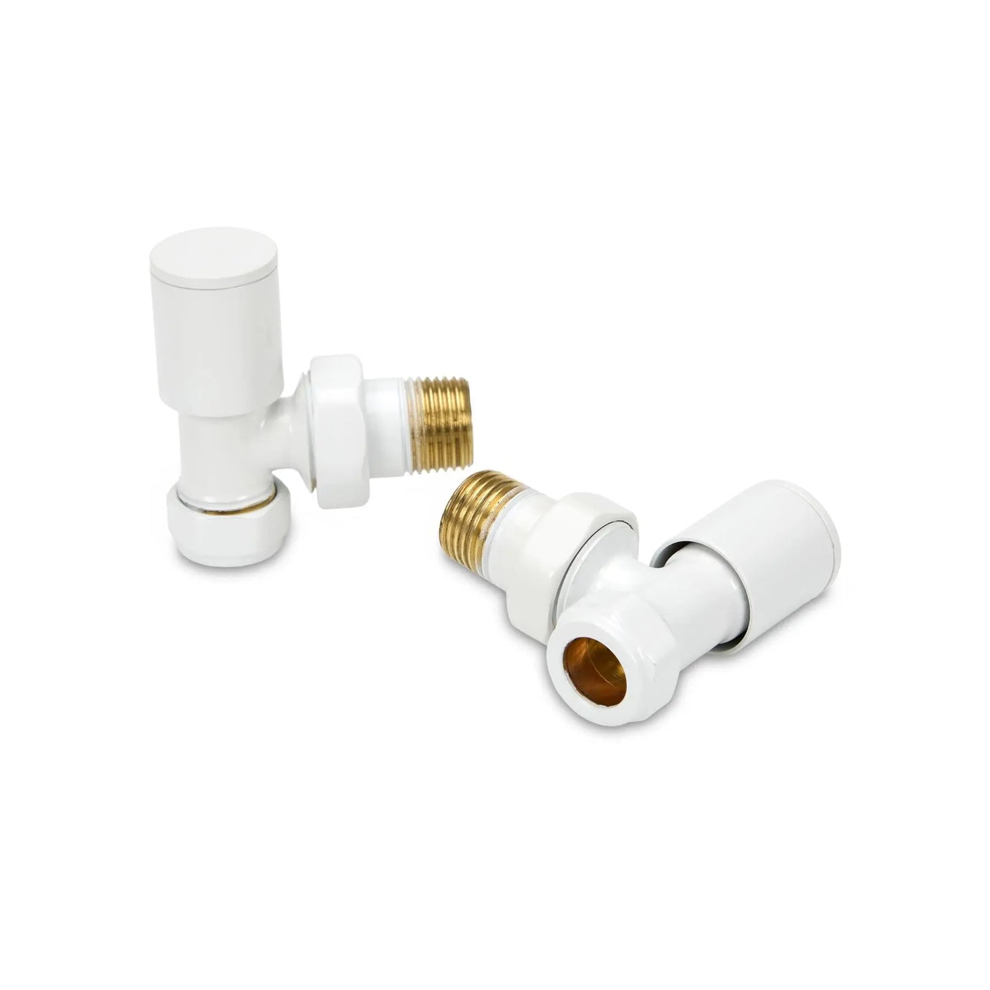 LavaTherm Angled White Radiator Valves Pair 15mm