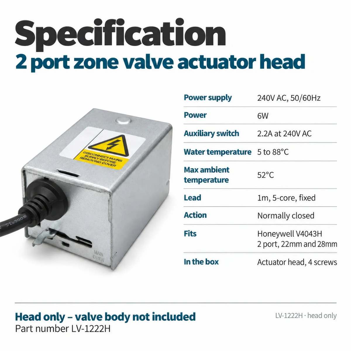 LavaTherm 2 Port Zone Valve Actuator Head Only for Honeywell V4043H1056 LavaTherm