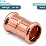 LavaPlumb Copper Pressfit Straight Coupler - 15mm - 10 Pack LavaPlumb