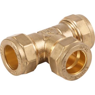 15mm Compression Equal Tee Brass