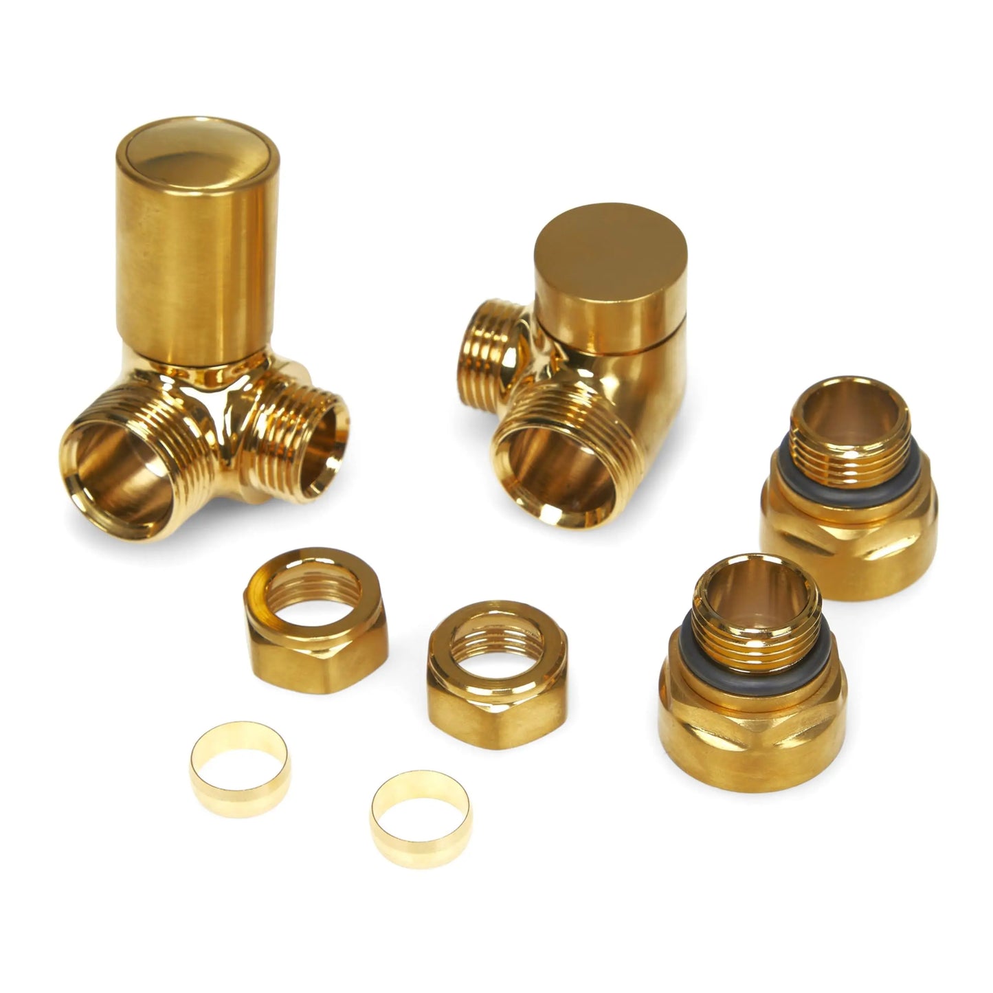 LavaTherm Brushed Brass Corner Manual Radiator Valve 15mm