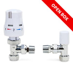 OPENBOX - Thermostatic Radiator Valve TRV & Lockshield 15mm Angled LavaTap