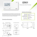 ENGO E901 Wired Thermostat Combi Boiler Battery Powered 2 Wire - Replace Dial Room Thermostat 5 Year Warranty ENGO
