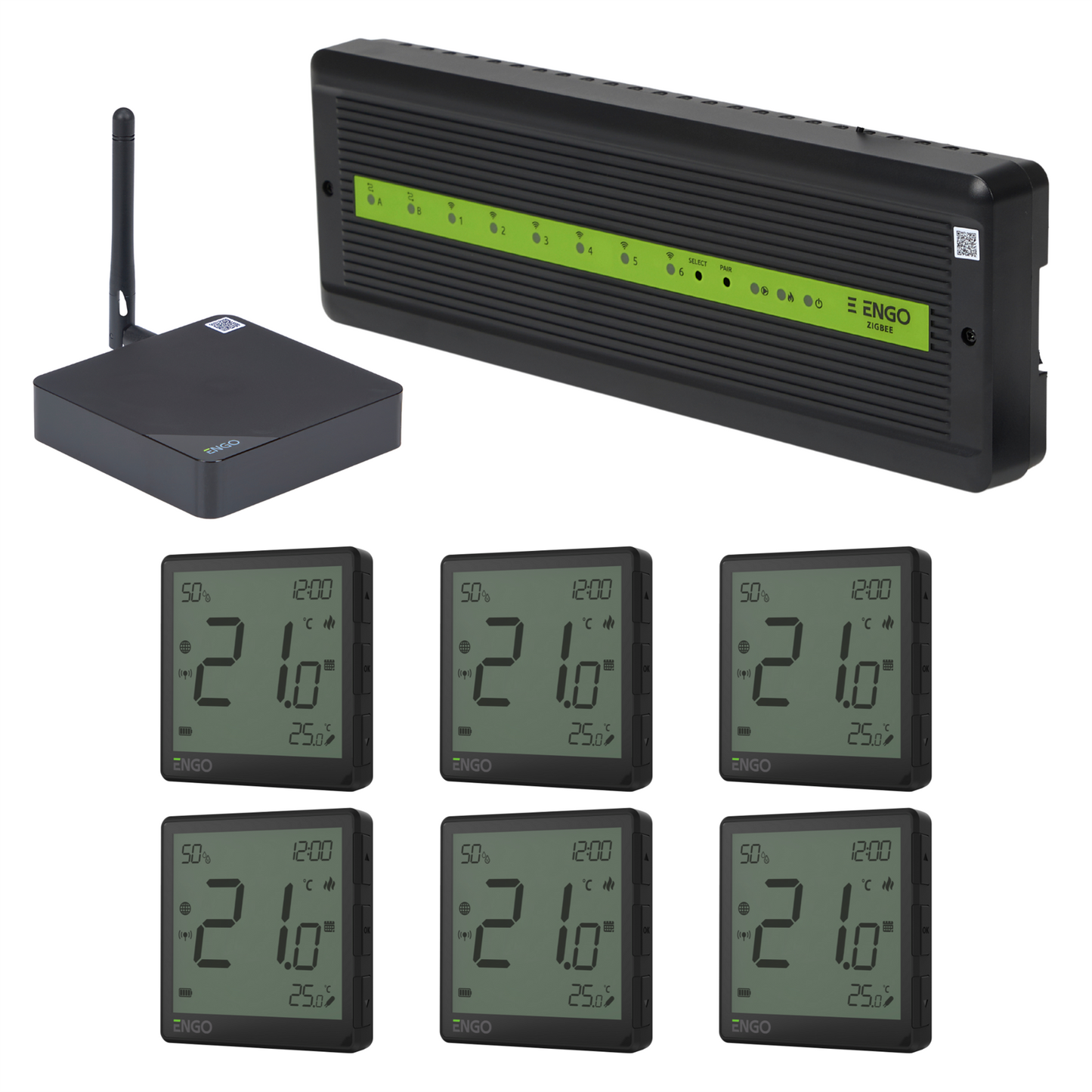 ENGO Smart Wireless UFH Control Pack 6 Zone - Black ENGO