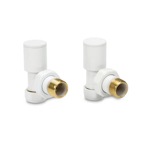 LavaTherm Angled White Radiator Valves Pair 15mm
