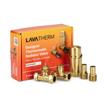 LavaTherm TRV Brushed Brass Thermostatic Radiator Valve - Straight LavaTherm - Close Up Detail