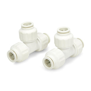Twist-Loc 15mm Push Fit Tee - 2 Pack
