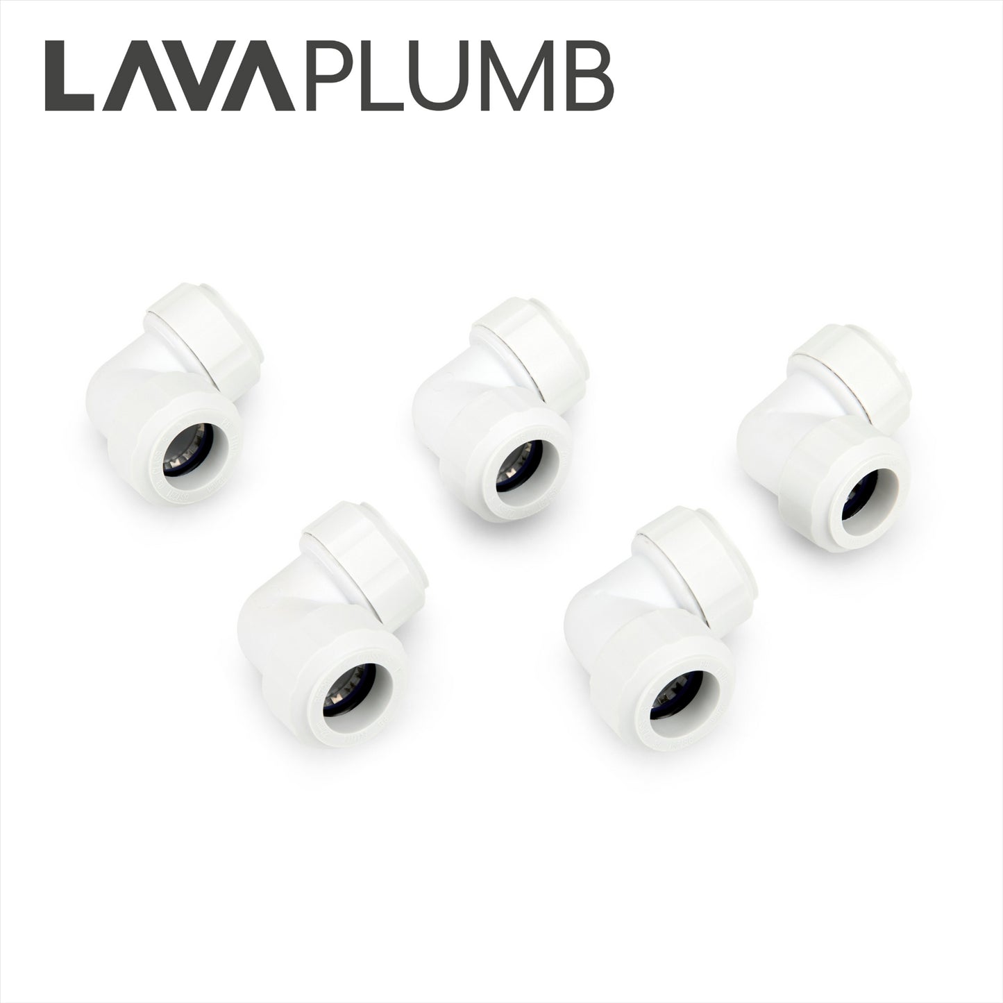 LavaPlumb 22mm Pushfit Elbow White 5 Pack