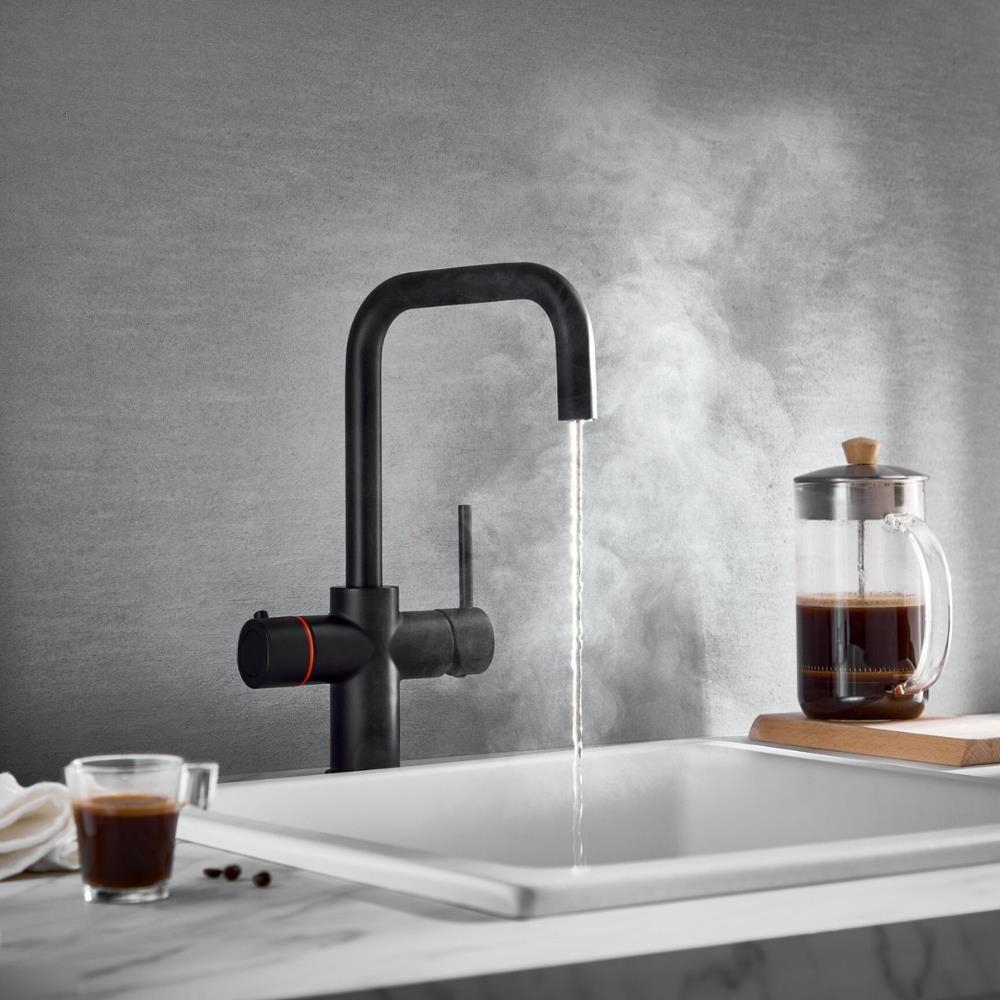 LavaTap Black 3-in-1 Square D Neck Boiling Water Tap (Tap Only) LavaTap - Side Profile