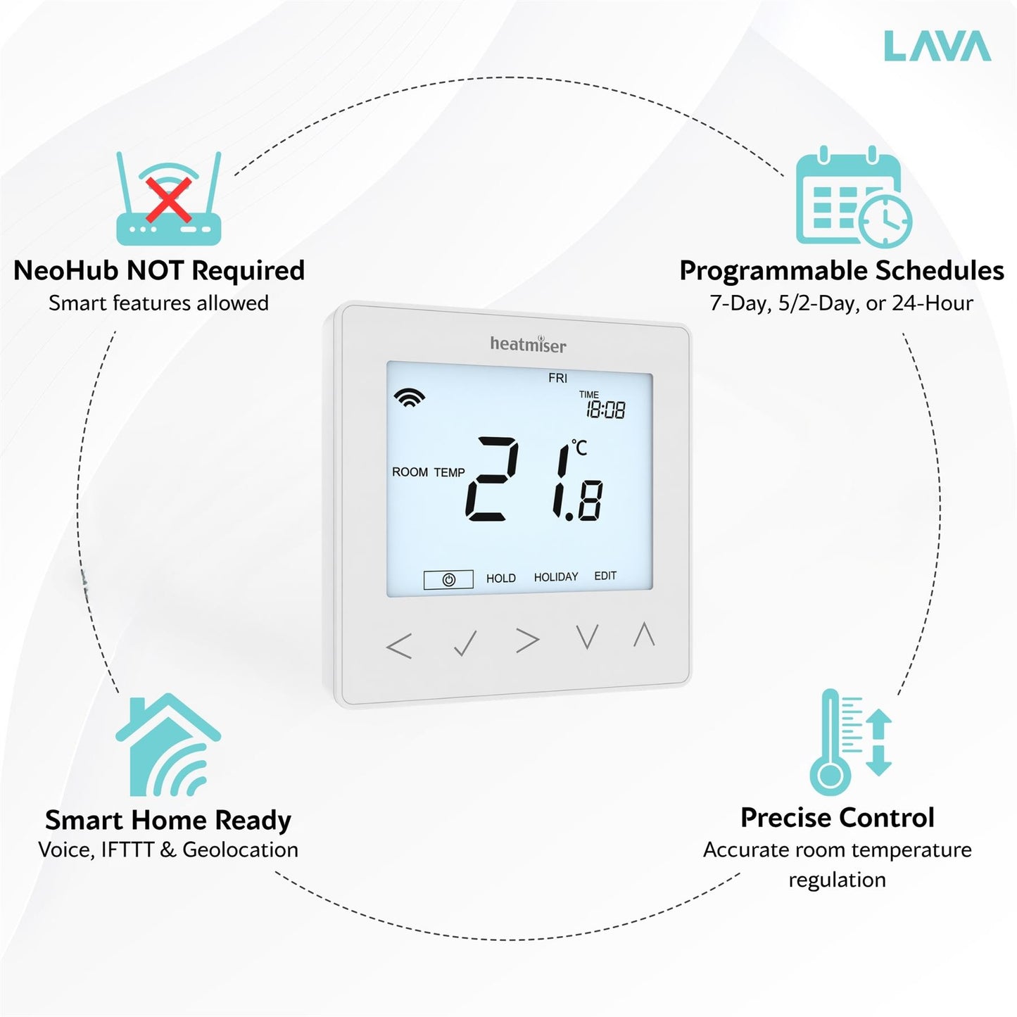 Heatmiser NeoStat WIFI Thermostat - Glacier White Heatmiser