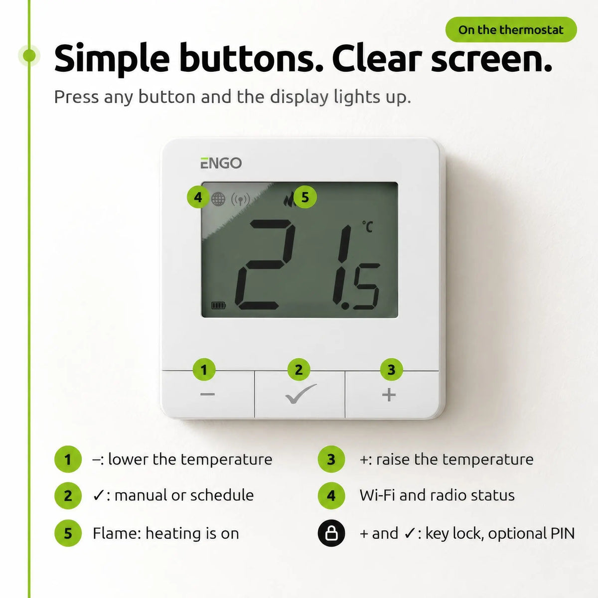 ENGO E20i-W Wireless Smart Thermostat - White ENGO Controls