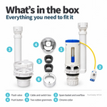 FlushDaddy NP254 Toilet Dual Flush Valve 1.5 Inch and 2 Inch Universal Push Button LavaTap